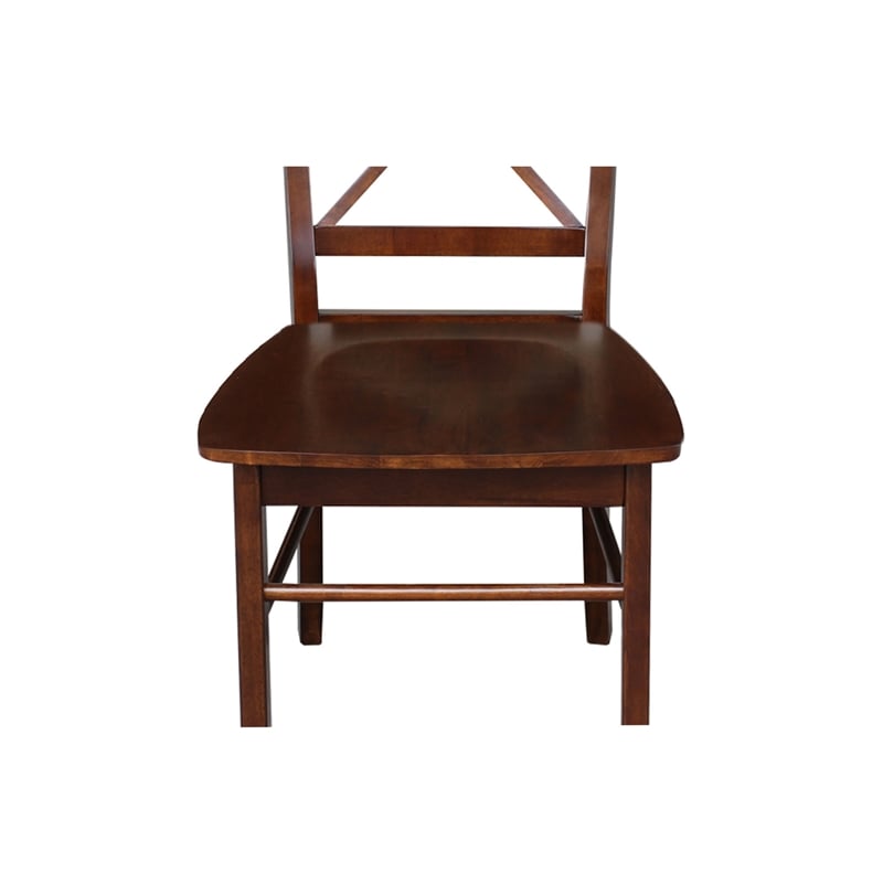 Pemberly Row Set of Two X-Back Chairs with Solid Wood Seats in Espresso