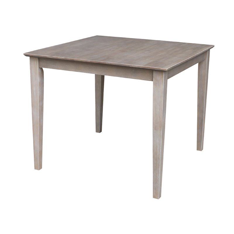 Pemberly Row Solid Wood Top Table - Dining Height in Washed Gray Taupe