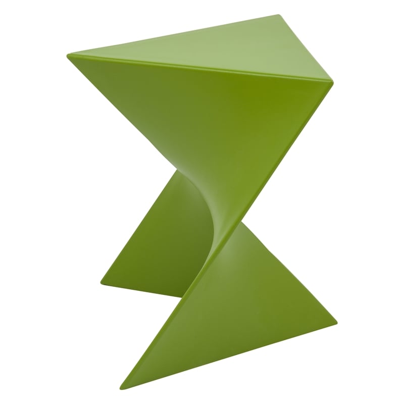 Pemberly Row Modern Plastic Triangle End Table in Green Finish