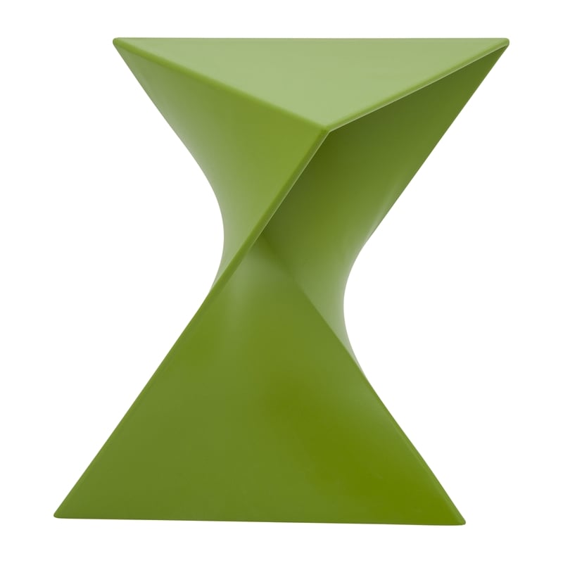 Pemberly Row Modern Plastic Triangle End Table in Green Finish