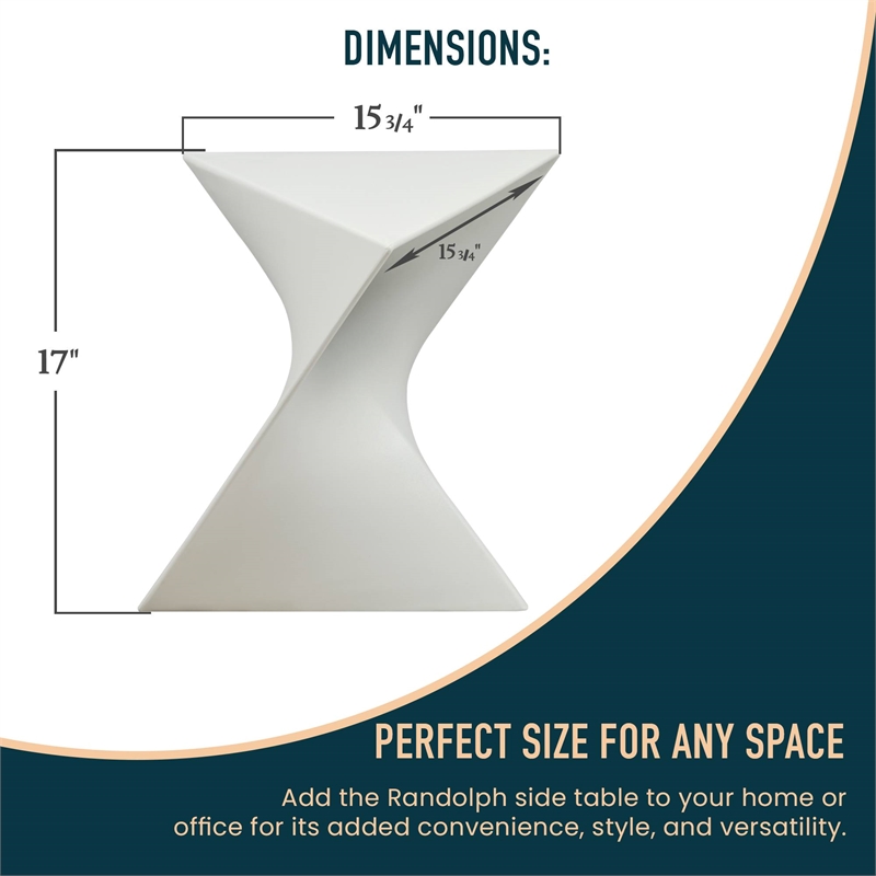 Pemberly Row Modern Plastic Triangle End Table in White Finish