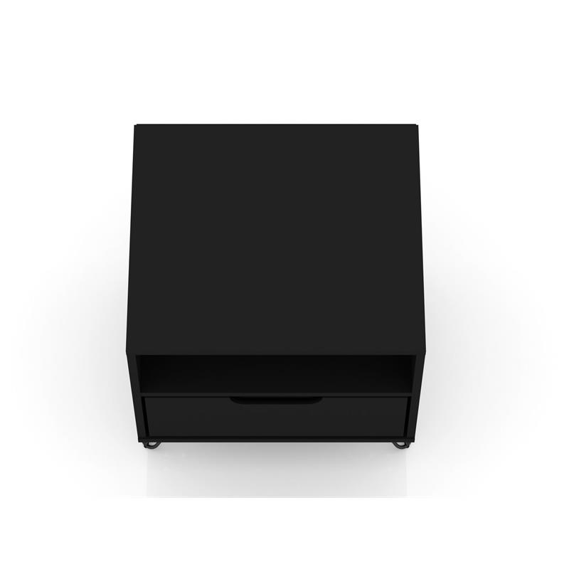 Pemberly Row Contemporary 1-Drawer Wood Nightstand in Black Finish