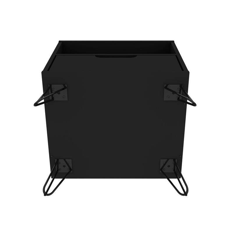Pemberly Row Contemporary 1-Drawer Wood Nightstand in Black Finish