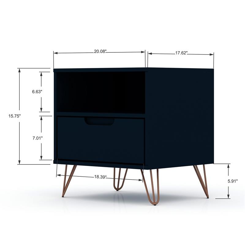 Pemberly Row Modern Engineered Wood Nightstand in Midnight Blue