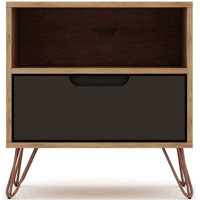 Pemberly Row Modern 1-Drawer Wood Nightstand in Natural & Gray