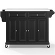 Pemberly Row Modern Wood Granite Top Kitchen Cart in Black / White