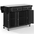Pemberly Row Modern Wood Granite Top Kitchen Cart in Black / White