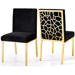 Pemberly Row Modern 20&quotH Velvet Dining Chair in Black (Set of 2)