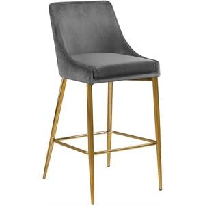 Pemberly Row Modern 27.5&quotH Velvet Counter Stool in Gray (Set of 2)