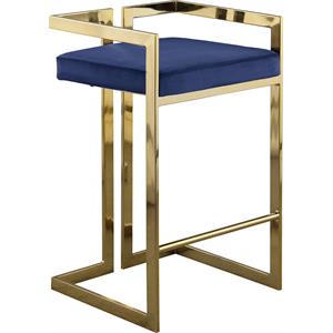 Pemberly Row Modern 27&quotH Velvet Counter Stool in Navy (Set of 2)