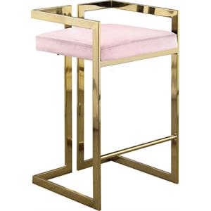 Pemberly Row Modern 27&quotH Velvet Counter Stool in Pink (Set of 2)