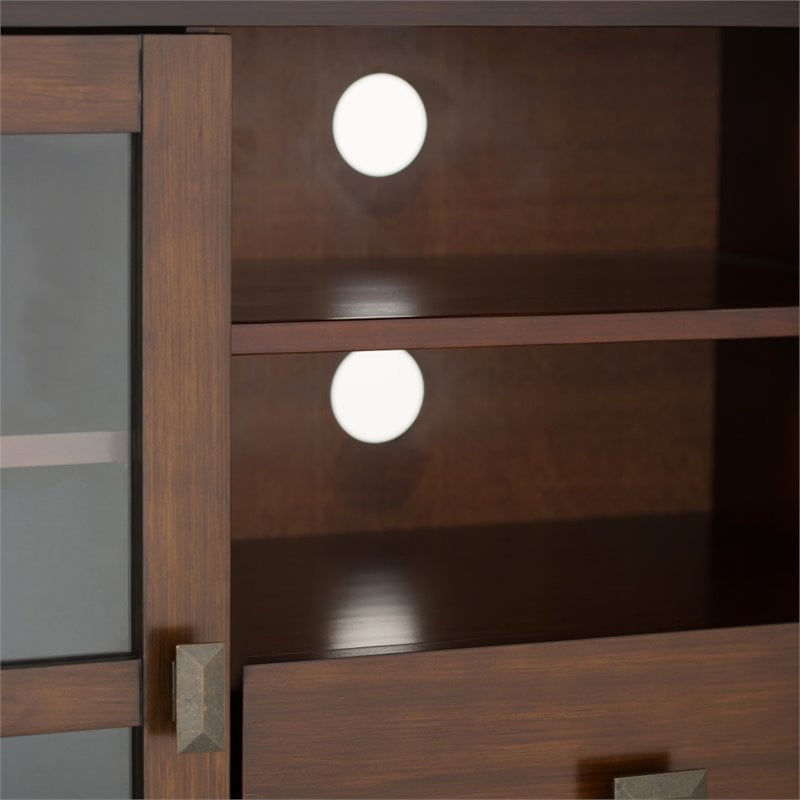 Pemberly Row Wood TV Media Stand in Russet Brown For TVs up to 55