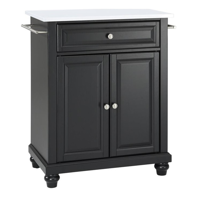Pemberly Row Modern Wood Portable Kitchen Island in Matte Black
