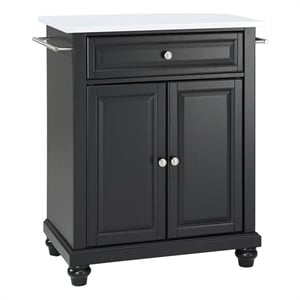 Pemberly Row Modern Wood Portable Kitchen Island in Matte Black