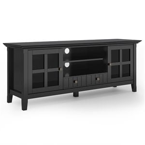 Pemberly Row Wood 60&quot Transitional TV Media Stand in Black For TVs up to 65&quot