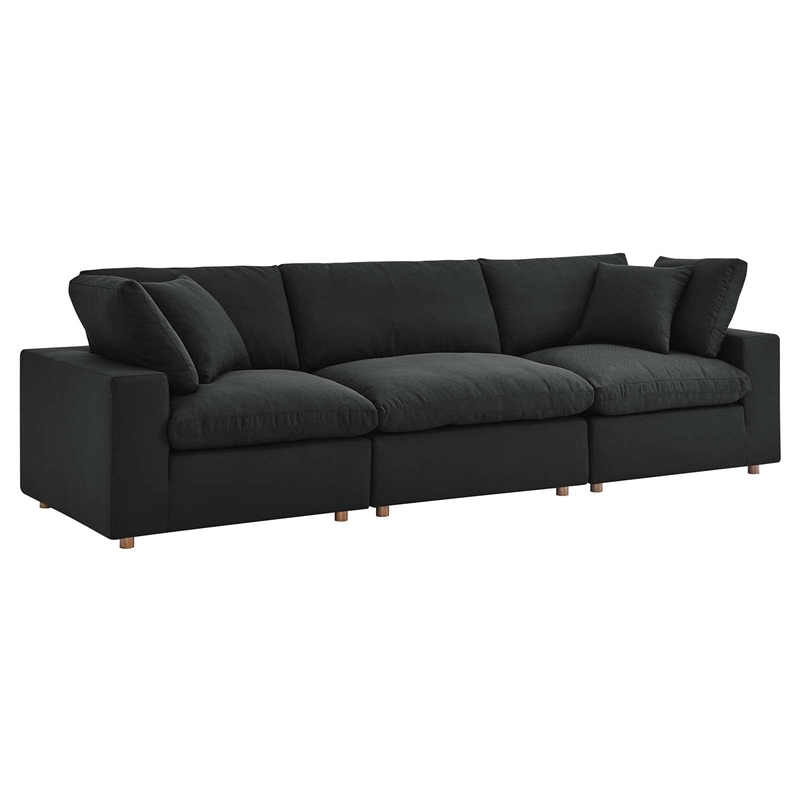 Pemberly Row 3-Piece Fabric Down Filled Sectional Sofa Set in Gray