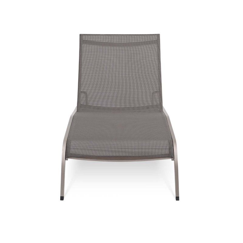 Pemberly Row Outdoor Patio Aluminum and Mesh Chaise Lounge Chair in Gray