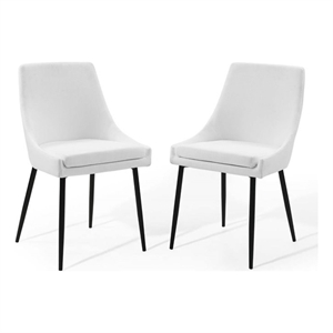 Pemberly Row 19&quot Upholstered Fabric Dining Chairs in Black / White (Set of 2)