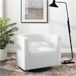 Pemberly Row Modern Performance Velvet Swivel Armchair in White