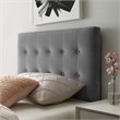 Pemberly Row Twin Tufted Performance Velvet Headboard in Gray