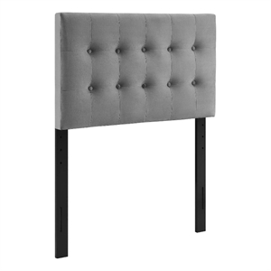 Pemberly Row Twin Tufted Performance Velvet Headboard in Gray