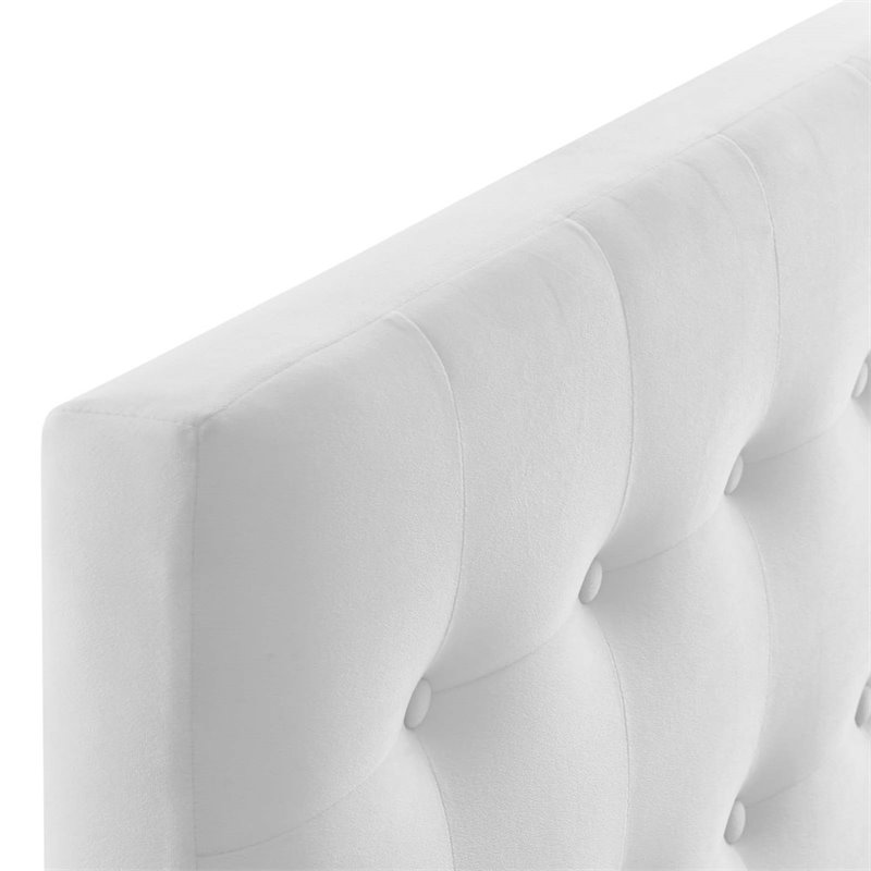 Pemberly Row Twin Tufted Performance Velvet Headboard in White