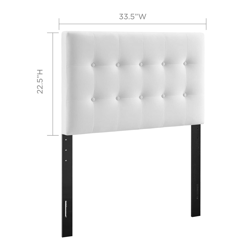 Pemberly Row Twin Tufted Performance Velvet Headboard in White
