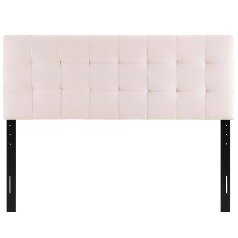 Pemberly Row Biscuit Tufted Full Performance Velvet Headboard in Pink