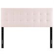 Pemberly Row Biscuit Tufted Full Performance Velvet Headboard in Pink