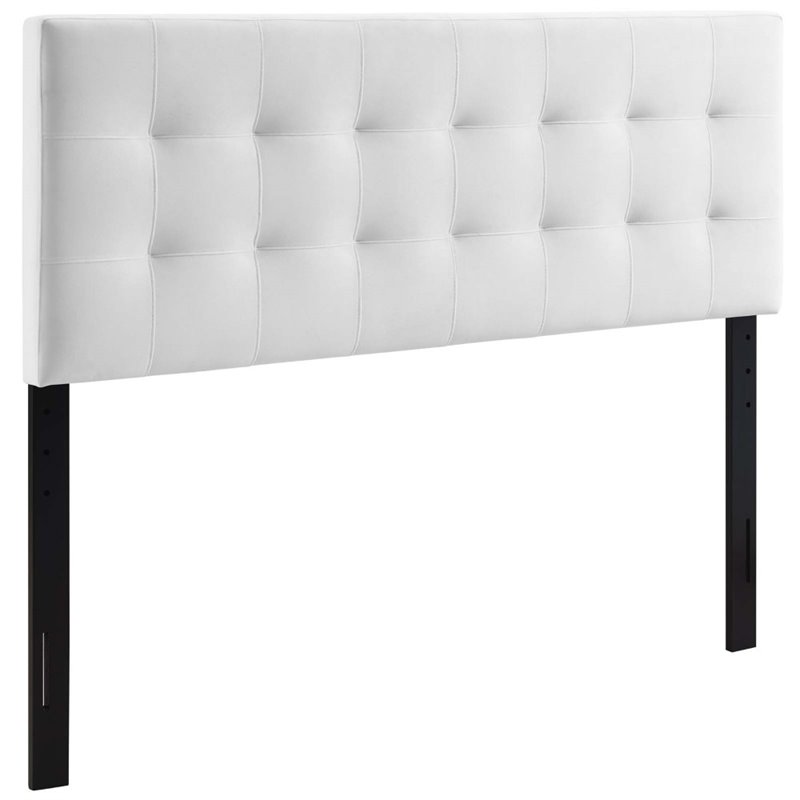Pemberly Row Biscuit Tufted Full Performance Velvet Headboard in White