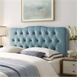 Pemberly Row Queen Diamond Tufted Performance Velvet Headboard in Light Blue