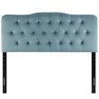 Pemberly Row Queen Diamond Tufted Performance Velvet Headboard in Light Blue