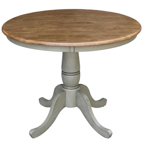 Pemberly Row 36&quot Round Wood Distressed Hickory / Stone Table-Dining Height