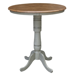 Pemberly Row 36&quot Round Wood Distressed Hickory / Stone Table-Bar Height