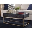 Pemberly Row Contemporary Coffee Table in Black and Gold Finish