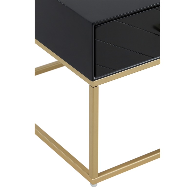 Pemberly Row Contemporary Coffee Table in Black and Gold Finish
