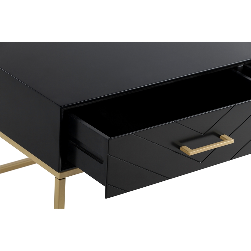 Pemberly Row Contemporary Coffee Table in Black and Gold Finish