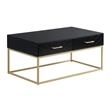 Pemberly Row Contemporary Coffee Table in Black and Gold Finish