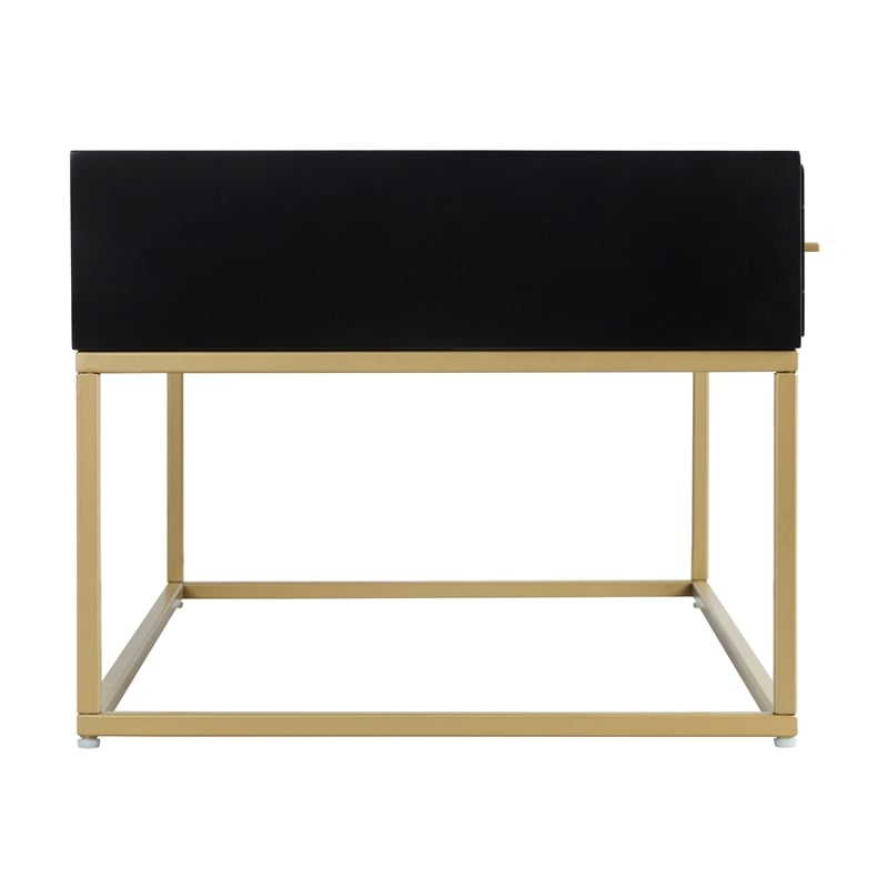 Pemberly Row Contemporary Coffee Table in Black and Gold Finish
