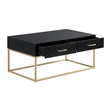 Pemberly Row Contemporary Coffee Table in Black and Gold Finish