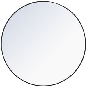 Pemberly Row Contemporary 48&quot Round Metal Frame Mirror in Black