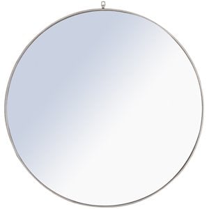 Pemberly Row 48&quot Rectangle Metal Frame Hooked Mirror in Silver