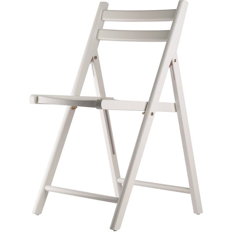 Pemberly Row Transitional Solid Wood Folding Chair in White (Set of 4)