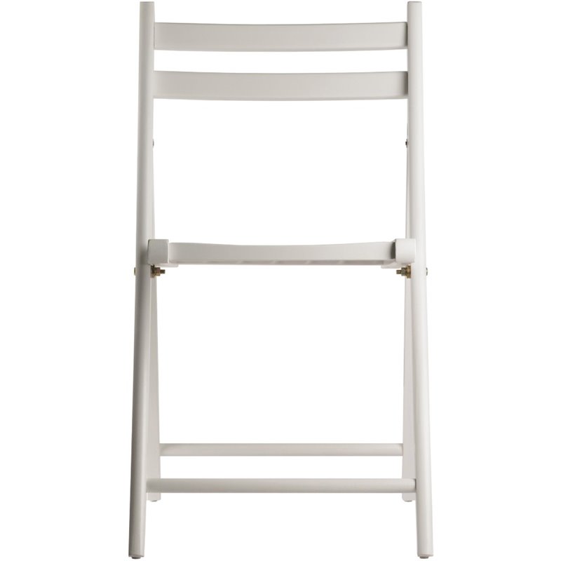 Pemberly Row Transitional Solid Wood Folding Chair in White (Set of 4)