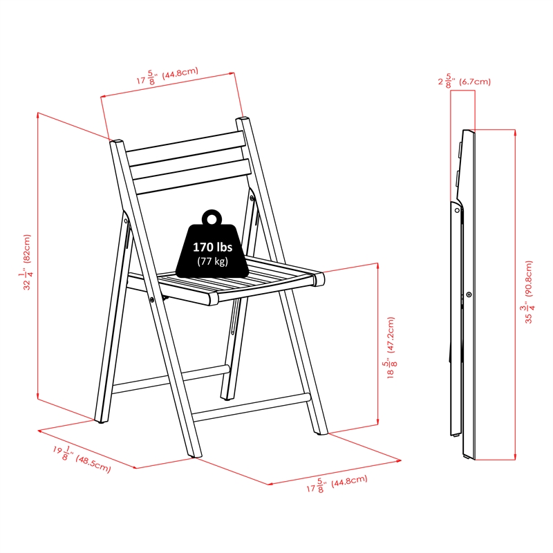 Pemberly Row Transitional Solid Wood Folding Chair in White (Set of 4)