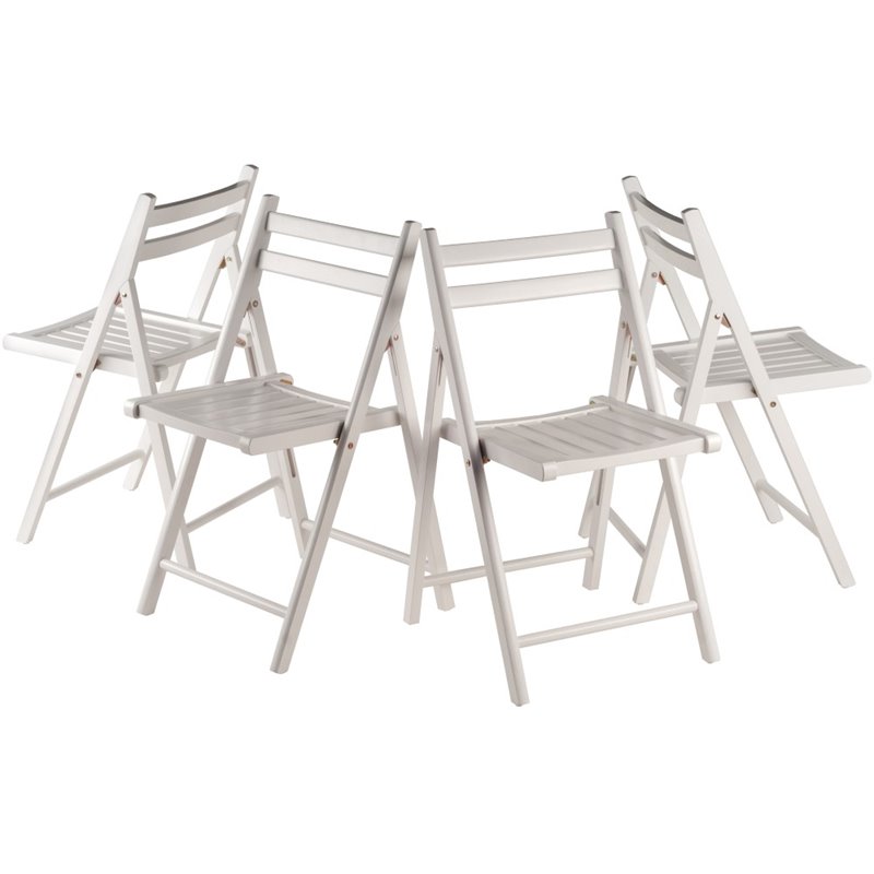 Pemberly Row Transitional Solid Wood Folding Chair in White (Set of 4)