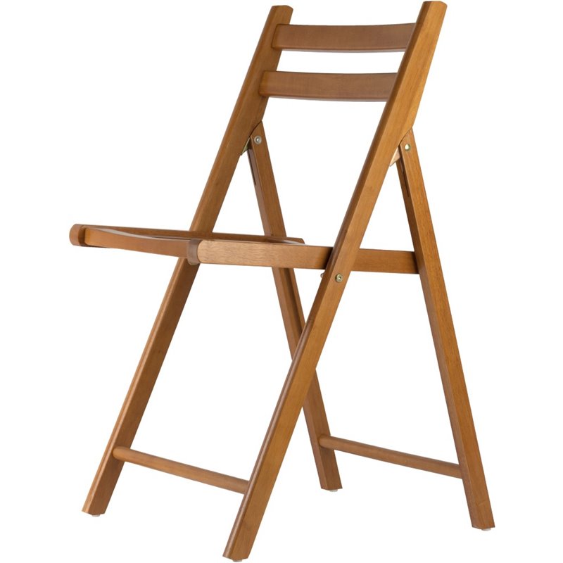Pemberly Row Transitional Solid Wood Folding Chair in Teak (Set of 4)