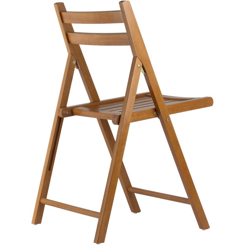 Pemberly Row Transitional Solid Wood Folding Chair in Teak (Set of 4)
