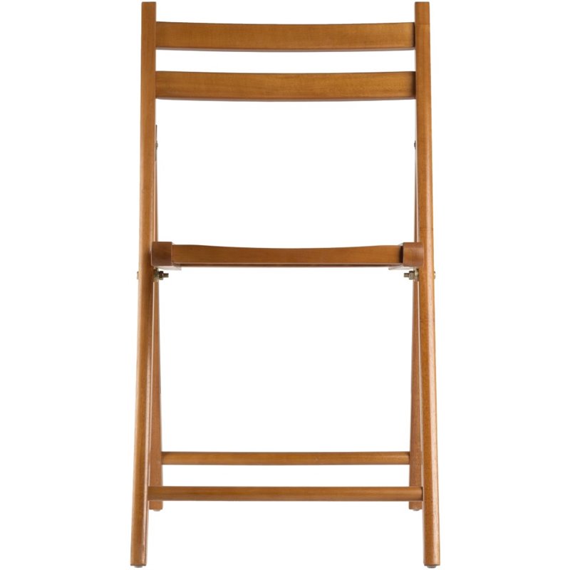 Pemberly Row Transitional Solid Wood Folding Chair in Teak (Set of 4)