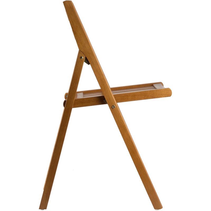 Pemberly Row Transitional Solid Wood Folding Chair in Teak (Set of 4)